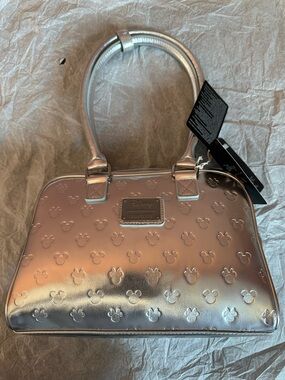 Loungefly Disney Mickey & Minnie Silver Metallic Purse — BoxLunch Exclusive